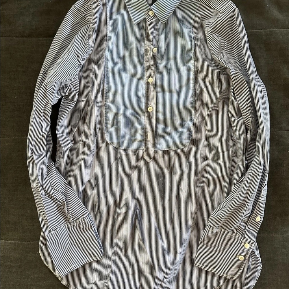 J. Crew Black and White Striped Button-Down Shirt